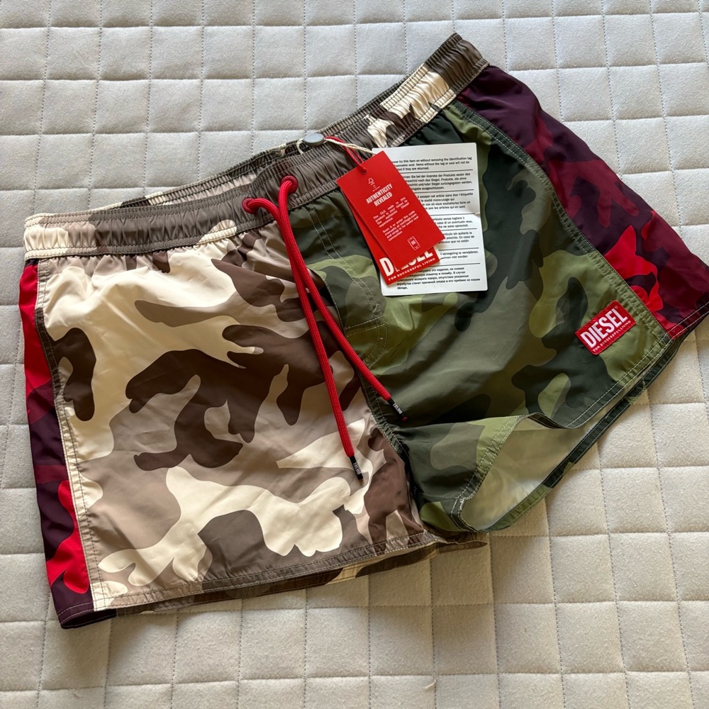 Diesel Men’s Multicolor Camouflage Swim Trunks